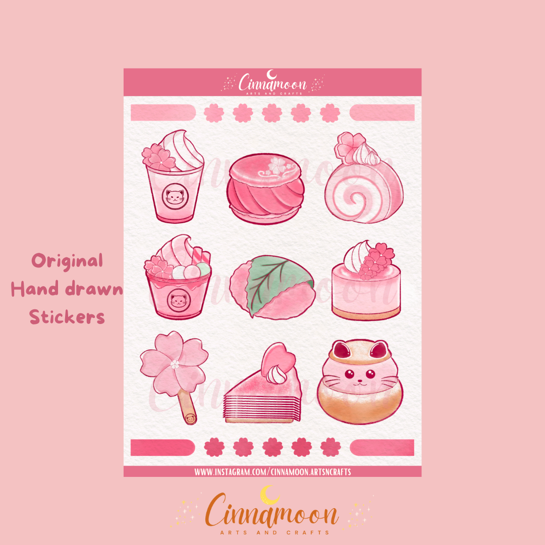 Sakura Sweets Stickers | Sakura Dessert Stickers | CFS-0001