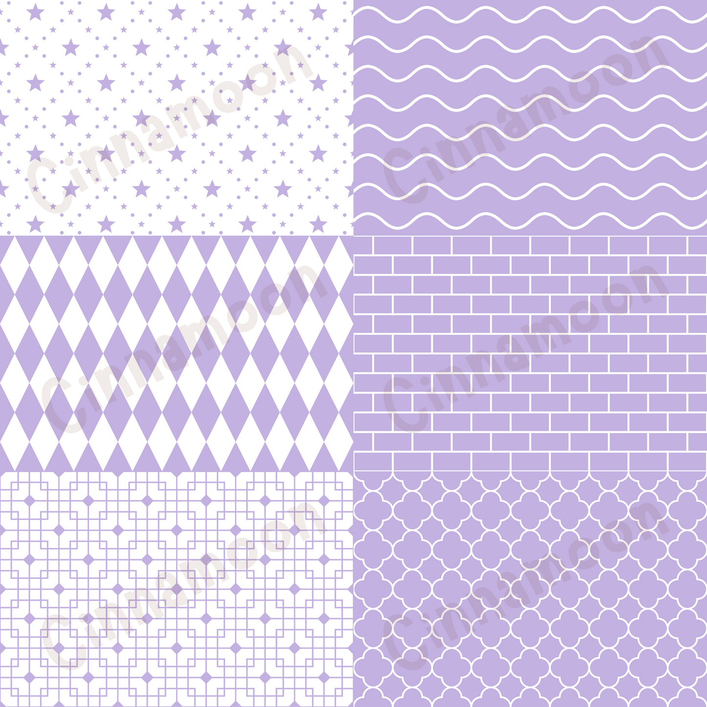 Pastel Violet Seamless Digital Paper Pack | 12" x 12"| 300 DPI | 36 Unique Seamless Designs