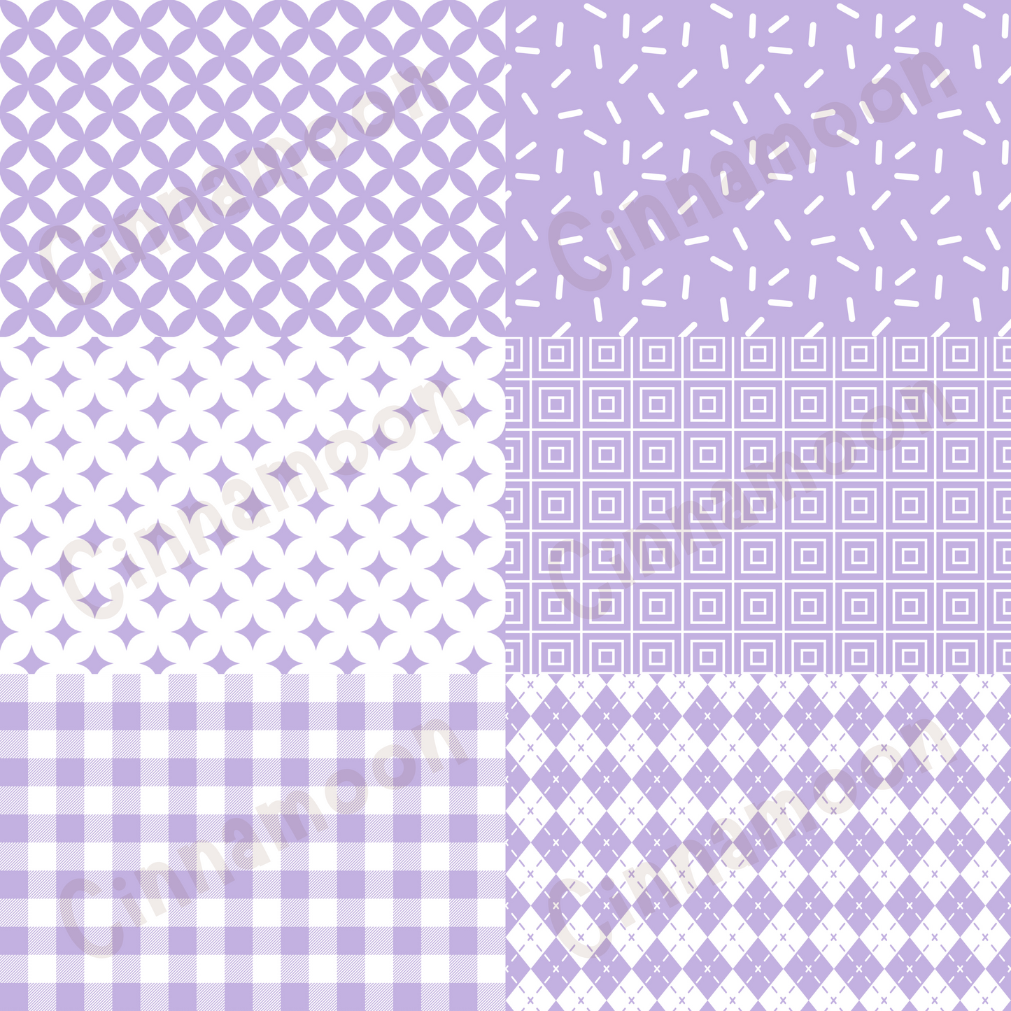 Pastel Violet Seamless Digital Paper Pack | 12" x 12"| 300 DPI | 36 Unique Seamless Designs