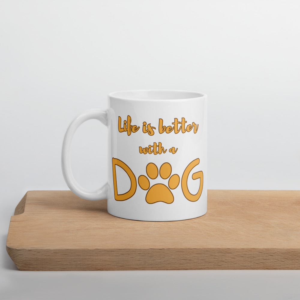 Life is Better with a Dog Ceramic Mug by ShiroInu Prints