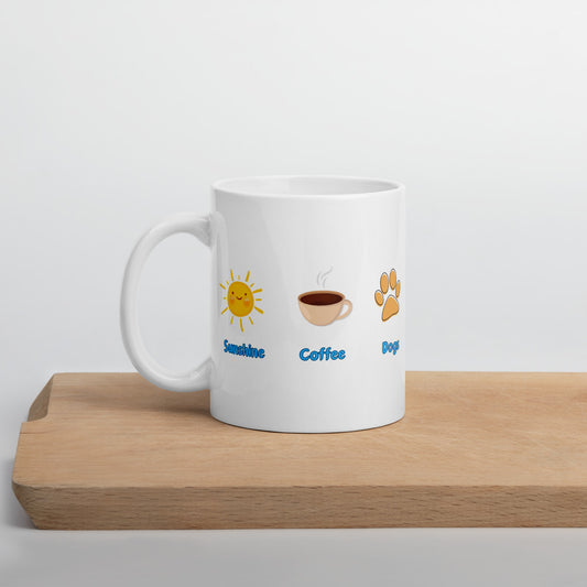 Sunshine. Coffee. Dogs Ceramic Mug by ShiroInu Prints