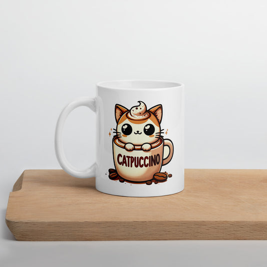 Catpuccino Ceramic Mug by Kuroneko Ink