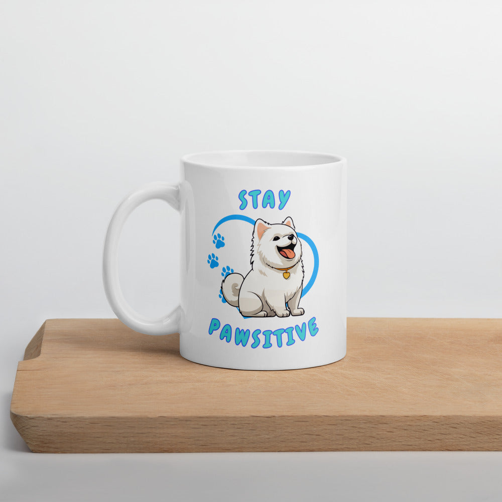 Stay Pawsitive Ceramic Mug by ShiroInu Prints