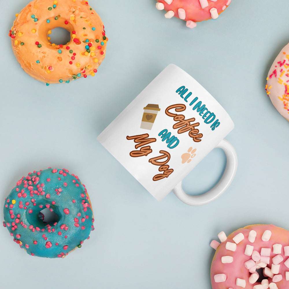 All I Need is Coffee and My Dog Ceramic Mug by ShiroInu Prints