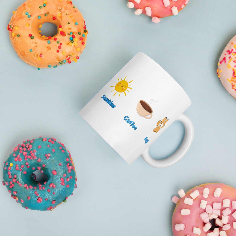 Sunshine. Coffee. Dogs Ceramic Mug by ShiroInu Prints