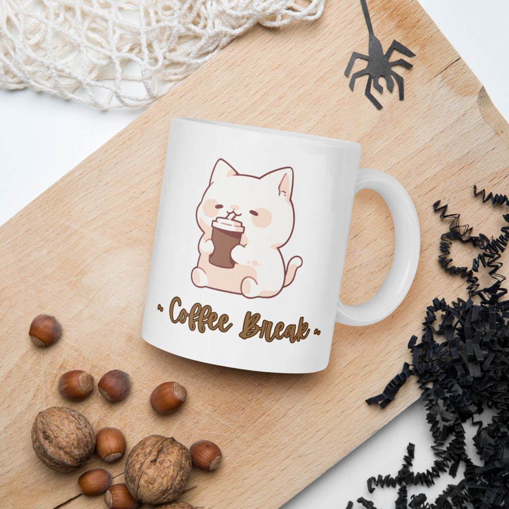 Coffee Break Ceramic Mug by Kuroneko Ink