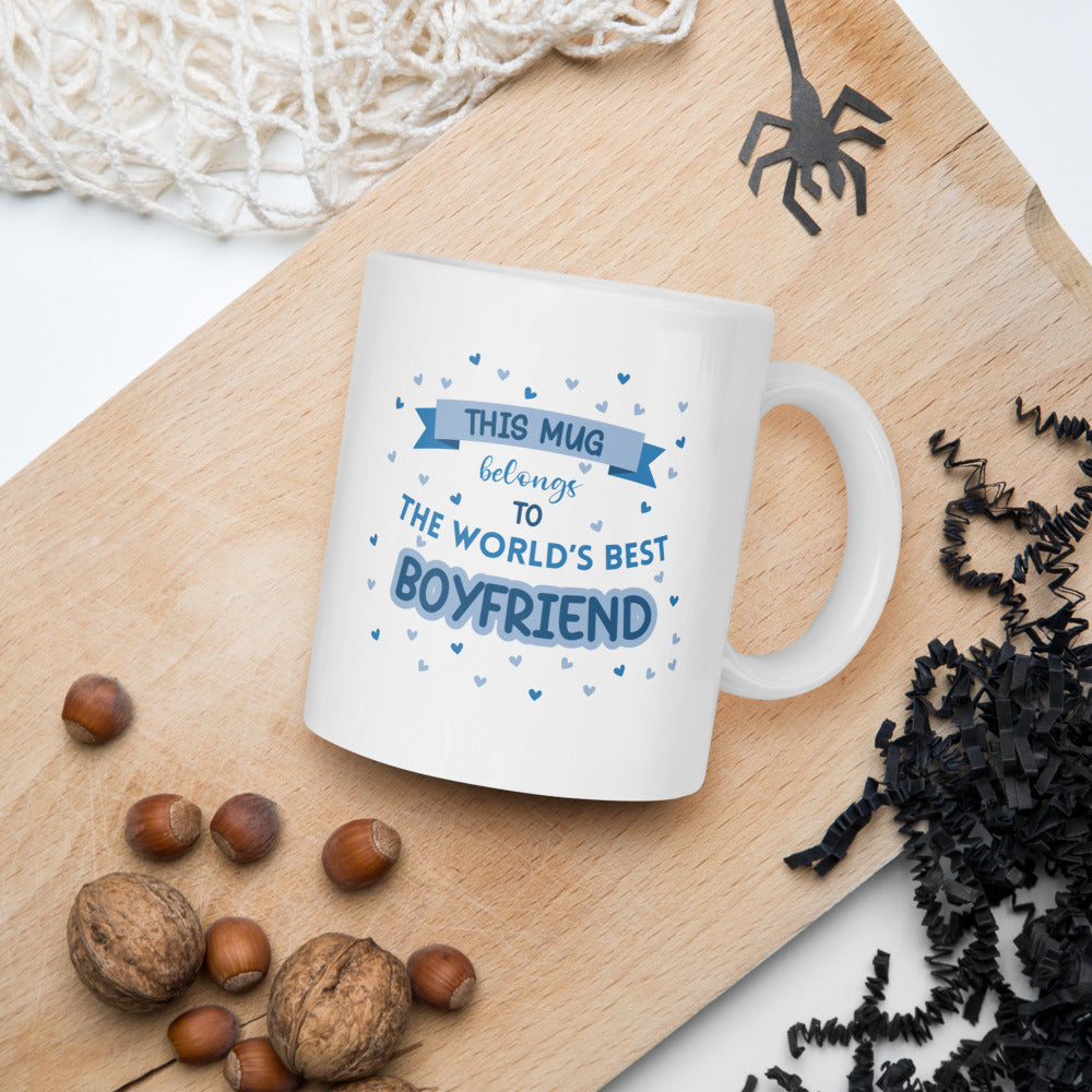 World's Best Boyfriend Mug (Blue) - Romantic Gift by Cinnamoon