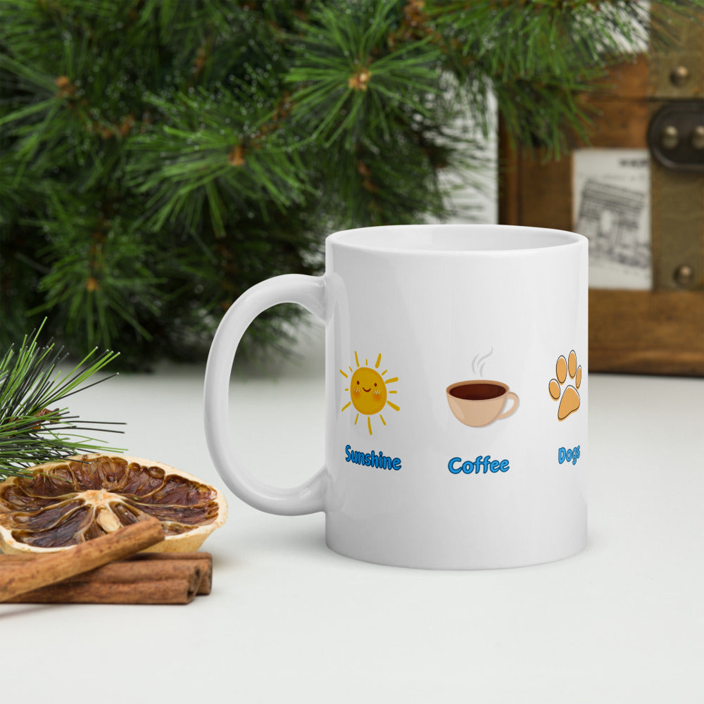 Sunshine. Coffee. Dogs Ceramic Mug by ShiroInu Prints