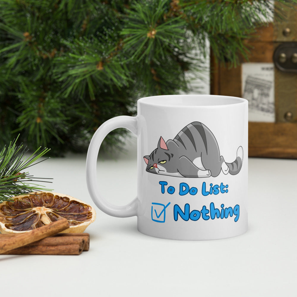 Lazy Cat Ceramic Mug by Kuroneko Ink