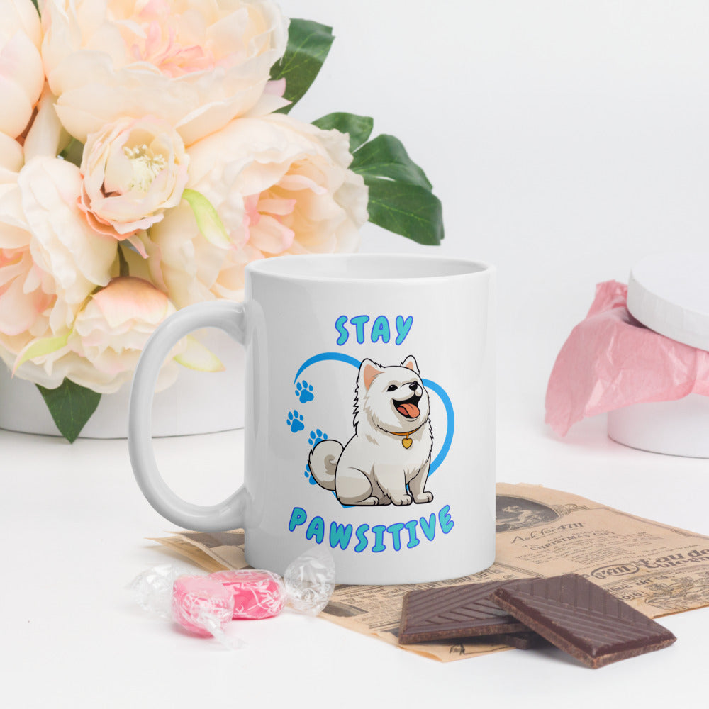 Stay Pawsitive Ceramic Mug by ShiroInu Prints