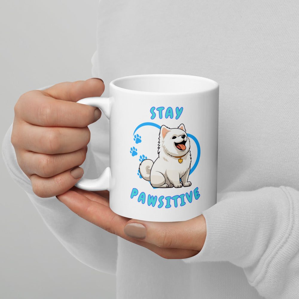 Stay Pawsitive Ceramic Mug by ShiroInu Prints