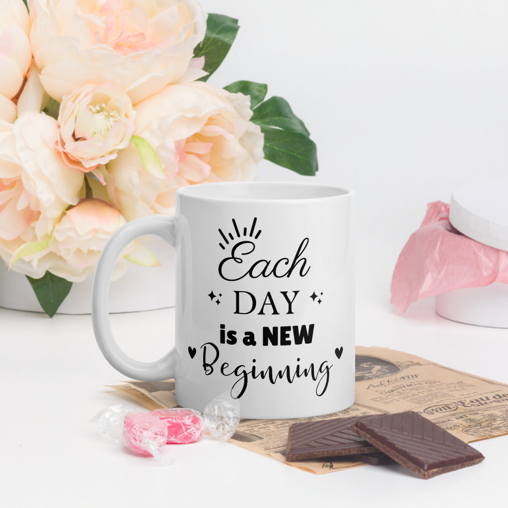 Each Day is a New Beginning Ceramic Mug by Cinnamoon