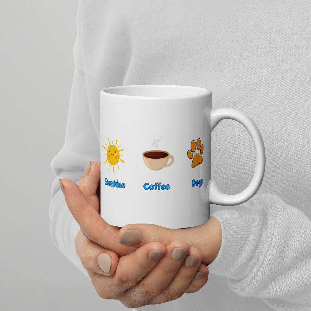 Sunshine. Coffee. Dogs Ceramic Mug by ShiroInu Prints