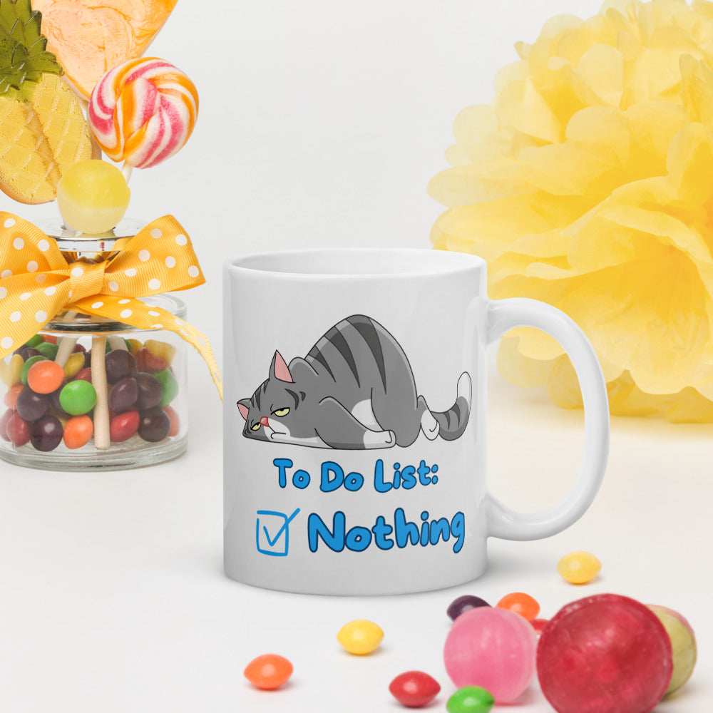 Lazy Cat Ceramic Mug by Kuroneko Ink