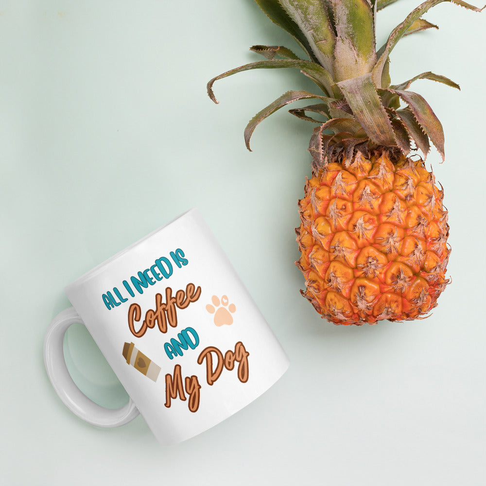 All I Need is Coffee and My Dog Ceramic Mug by ShiroInu Prints