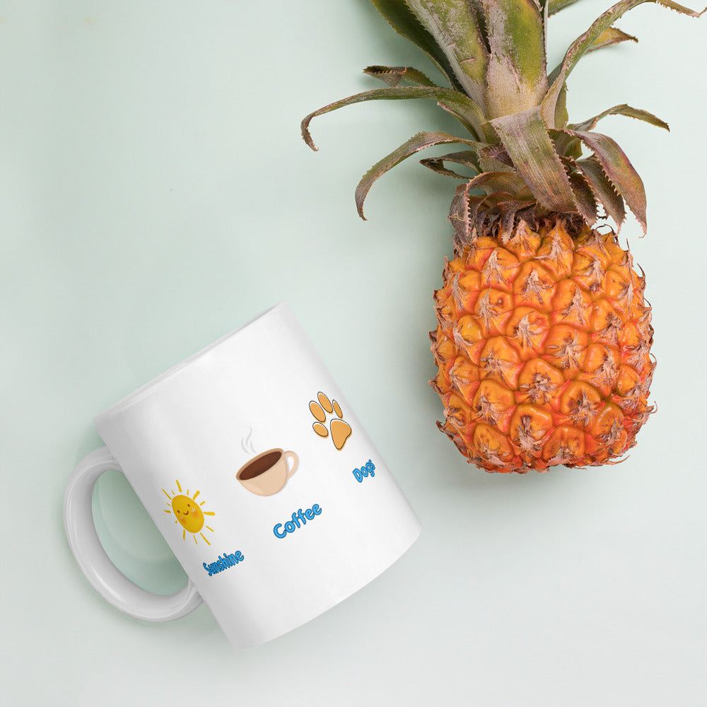 Sunshine. Coffee. Dogs Ceramic Mug by ShiroInu Prints