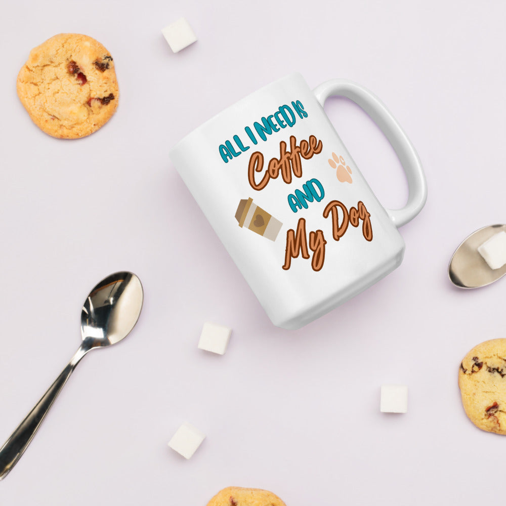 All I Need is Coffee and My Dog Ceramic Mug by ShiroInu Prints