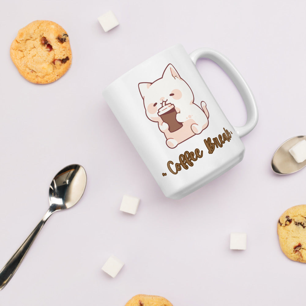 Coffee Break Ceramic Mug by Kuroneko Ink