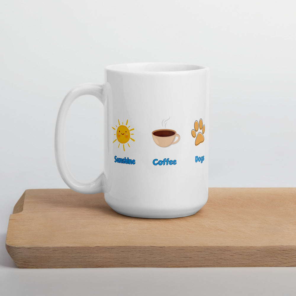 Sunshine. Coffee. Dogs Ceramic Mug by ShiroInu Prints