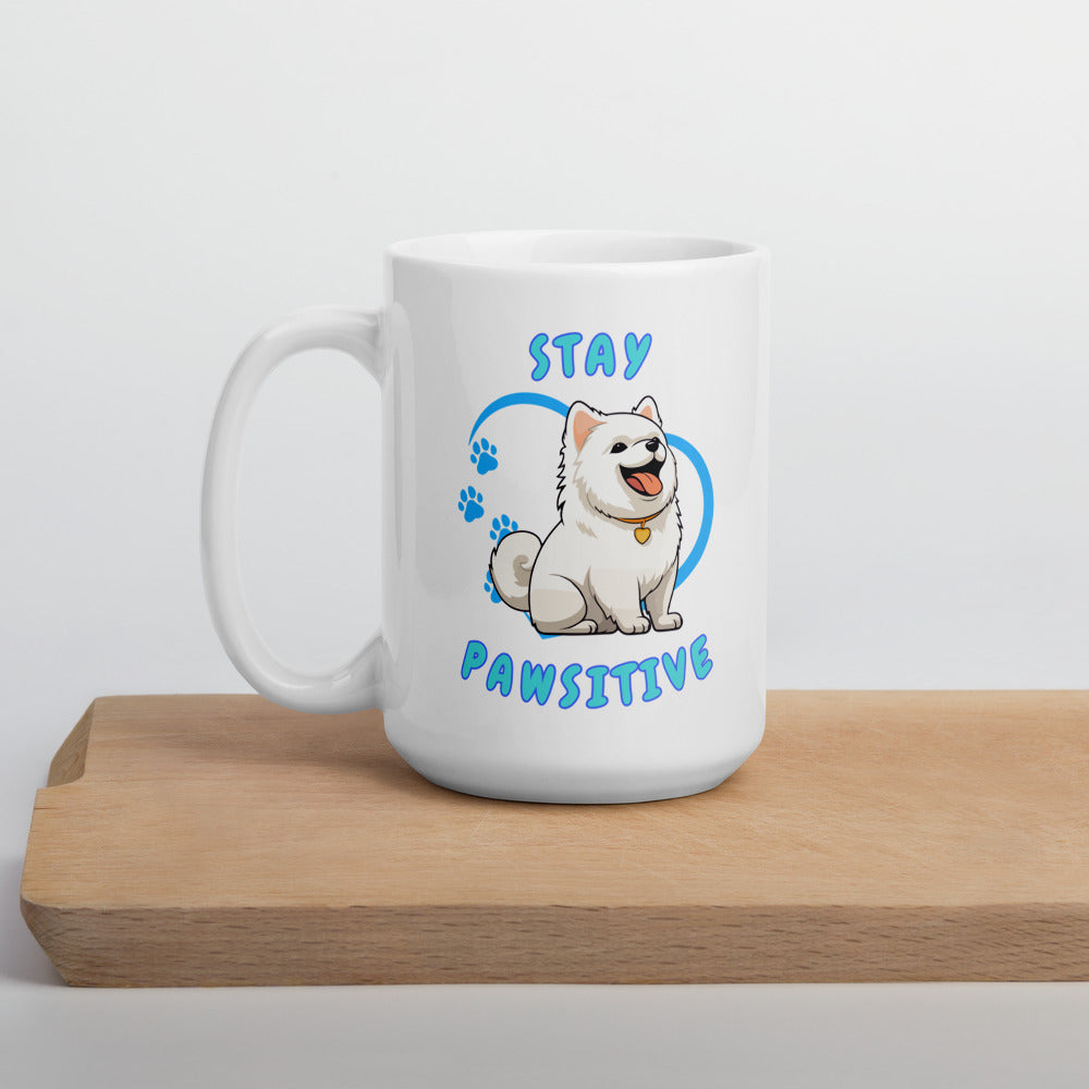 Stay Pawsitive Ceramic Mug by ShiroInu Prints