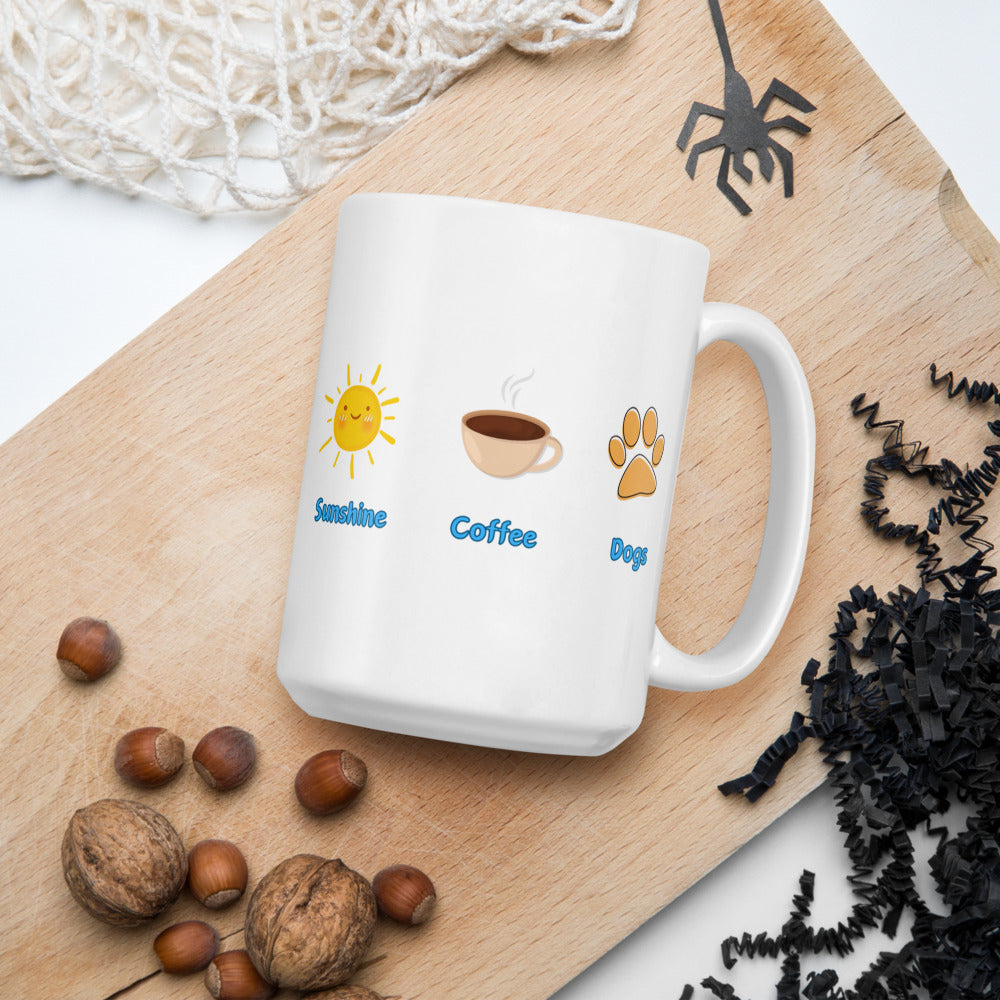 Sunshine. Coffee. Dogs Ceramic Mug by ShiroInu Prints