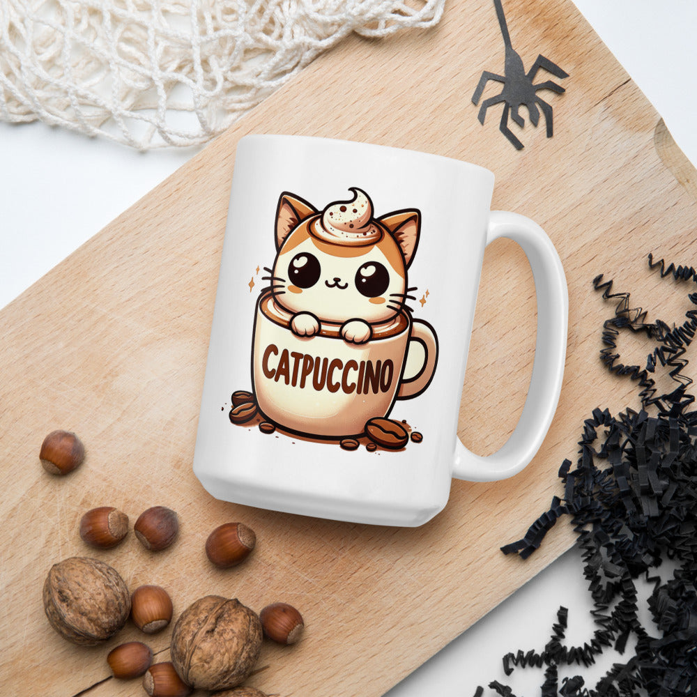 Catpuccino Ceramic Mug by Kuroneko Ink