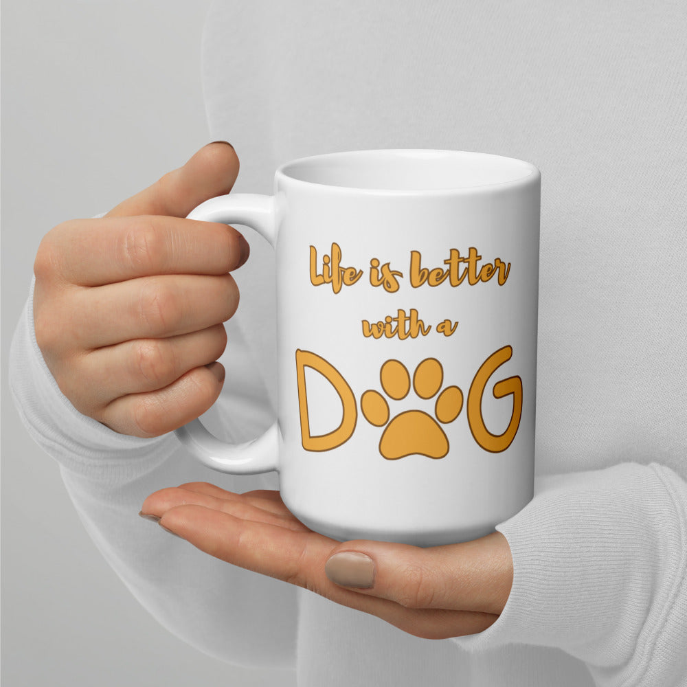 Life is Better with a Dog Ceramic Mug by ShiroInu Prints