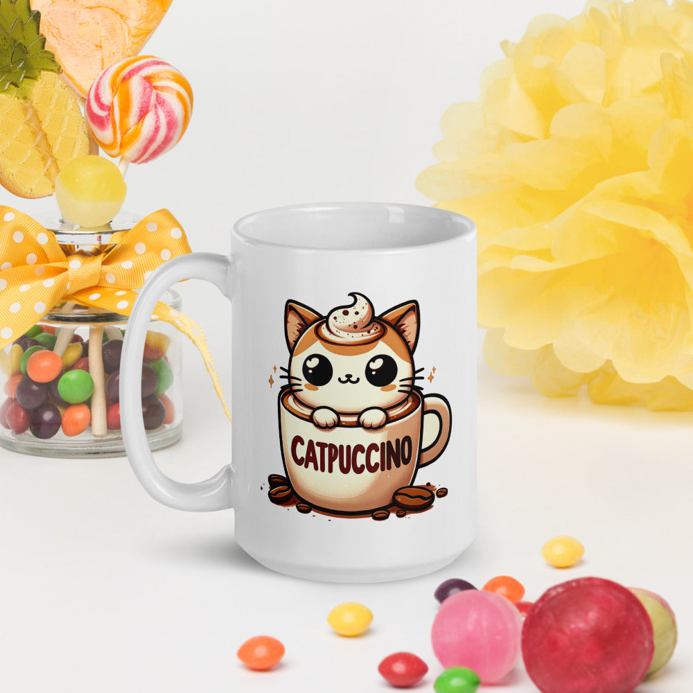 Catpuccino Ceramic Mug by Kuroneko Ink