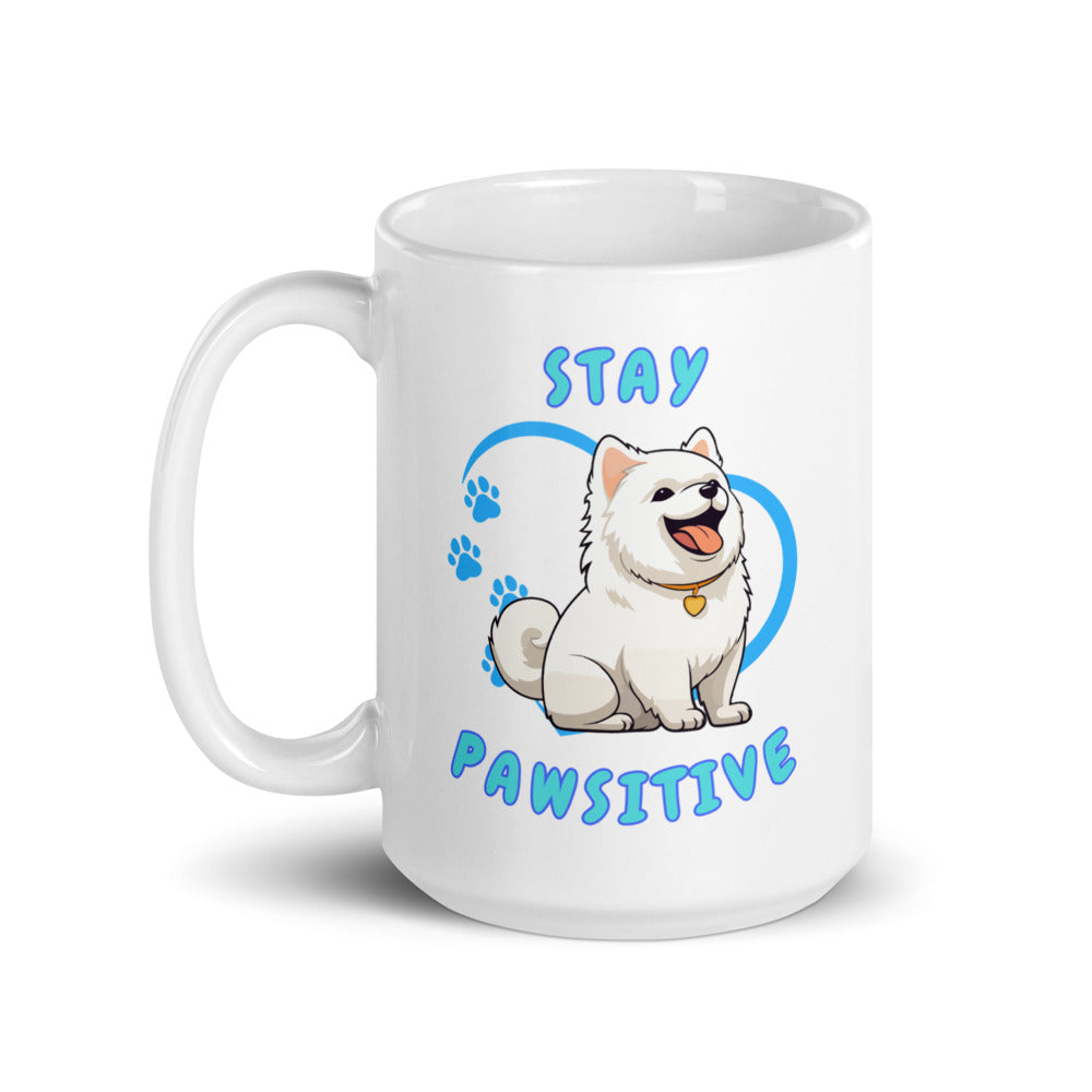 Stay Pawsitive Ceramic Mug by ShiroInu Prints