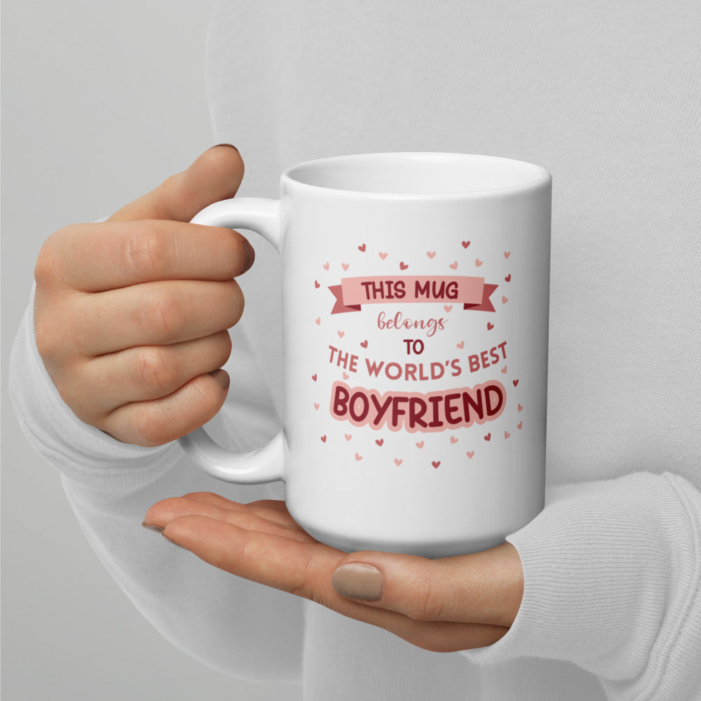 World's Best Boyfriend Mug (Pink) - Romantic Gift by Cinnamoon