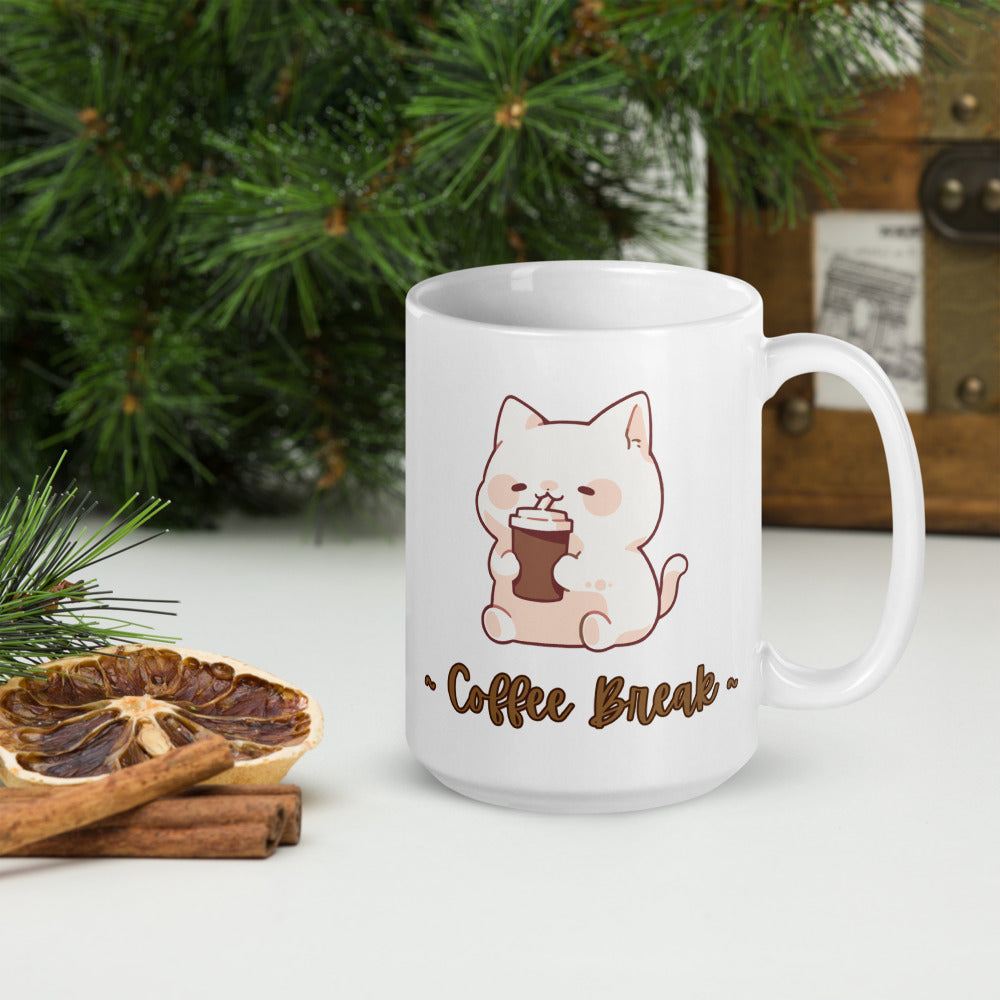 Coffee Break Ceramic Mug by Kuroneko Ink