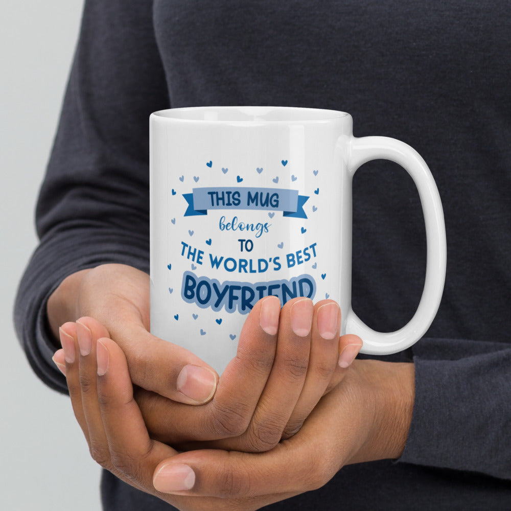 World's Best Boyfriend Mug (Blue) - Romantic Gift by Cinnamoon