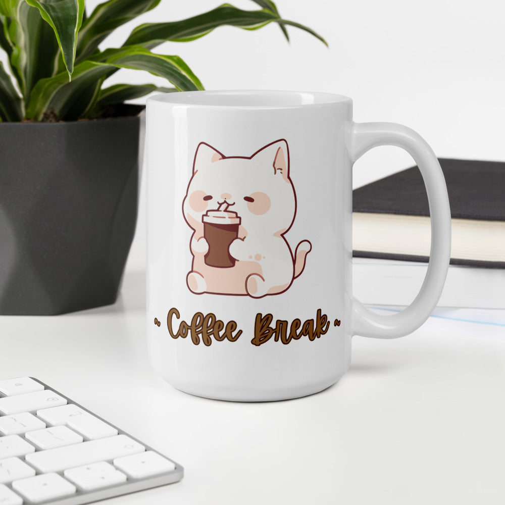 Coffee Break Ceramic Mug by Kuroneko Ink