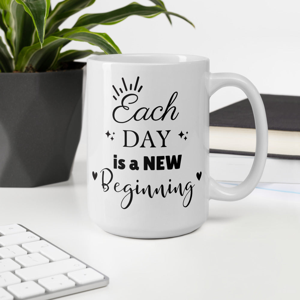 Each Day is a New Beginning Ceramic Mug by Cinnamoon