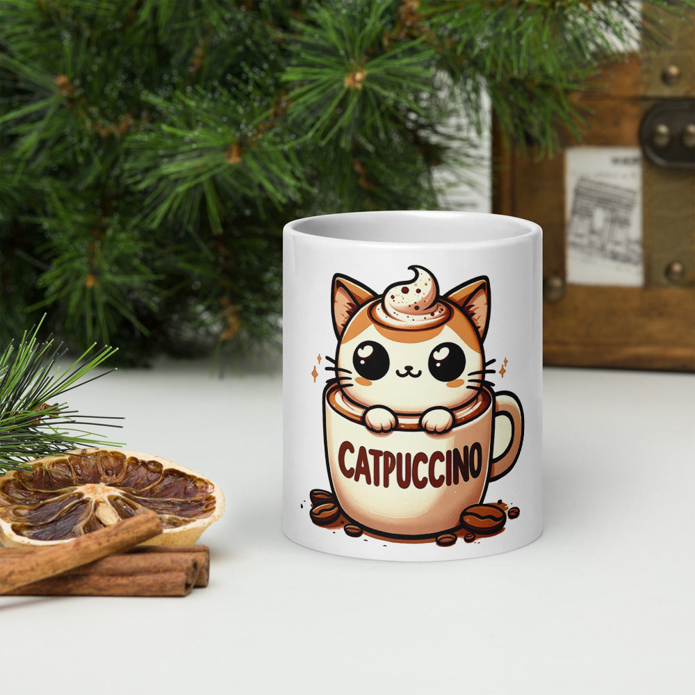 Catpuccino Ceramic Mug by Kuroneko Ink