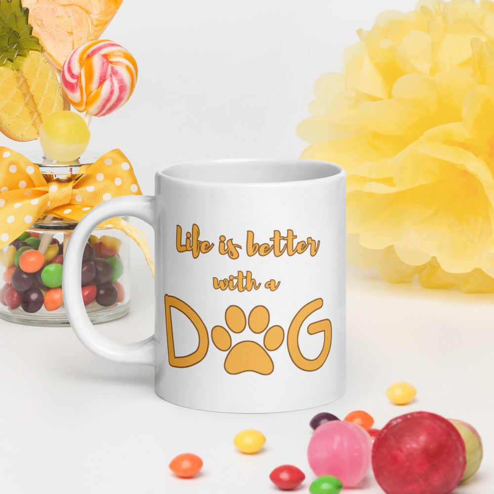 Life is Better with a Dog Ceramic Mug by ShiroInu Prints