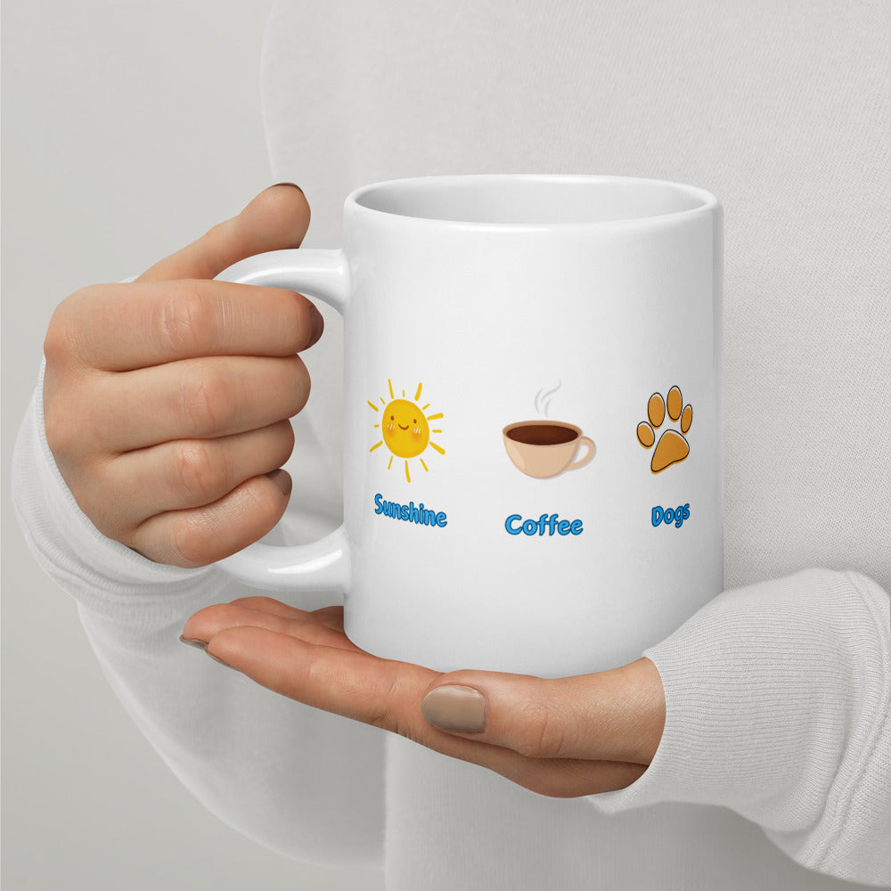 Sunshine. Coffee. Dogs Ceramic Mug by ShiroInu Prints