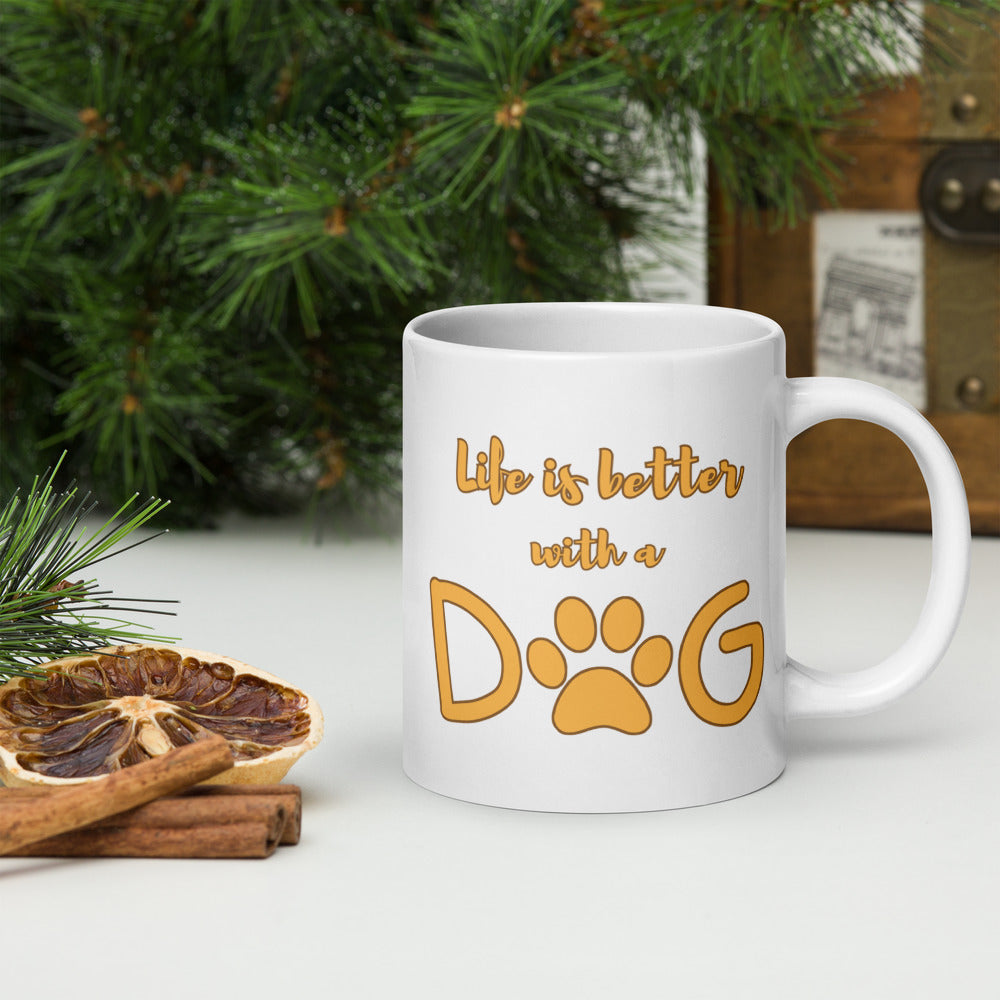 Life is Better with a Dog Ceramic Mug by ShiroInu Prints