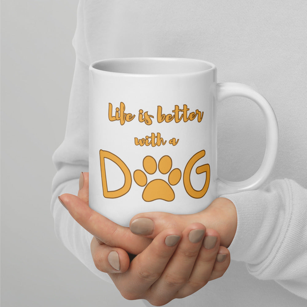 Life is Better with a Dog Ceramic Mug by ShiroInu Prints