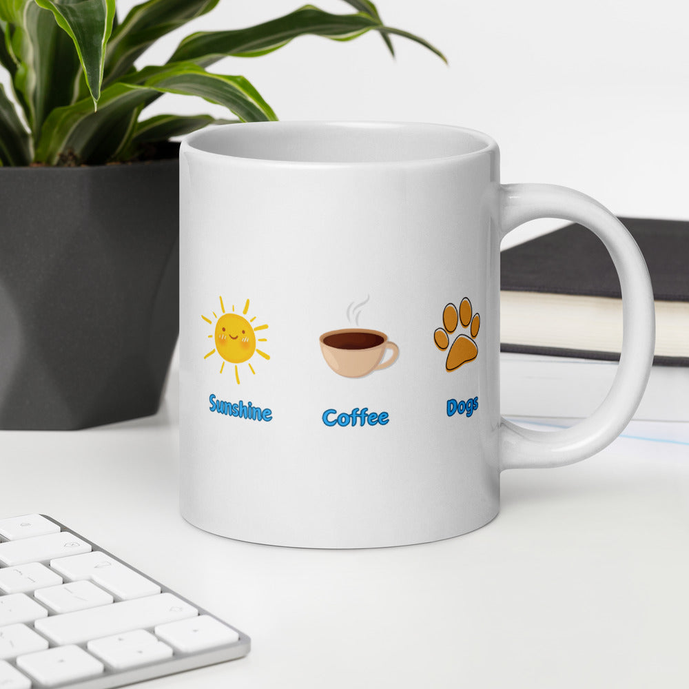 Sunshine. Coffee. Dogs Ceramic Mug by ShiroInu Prints